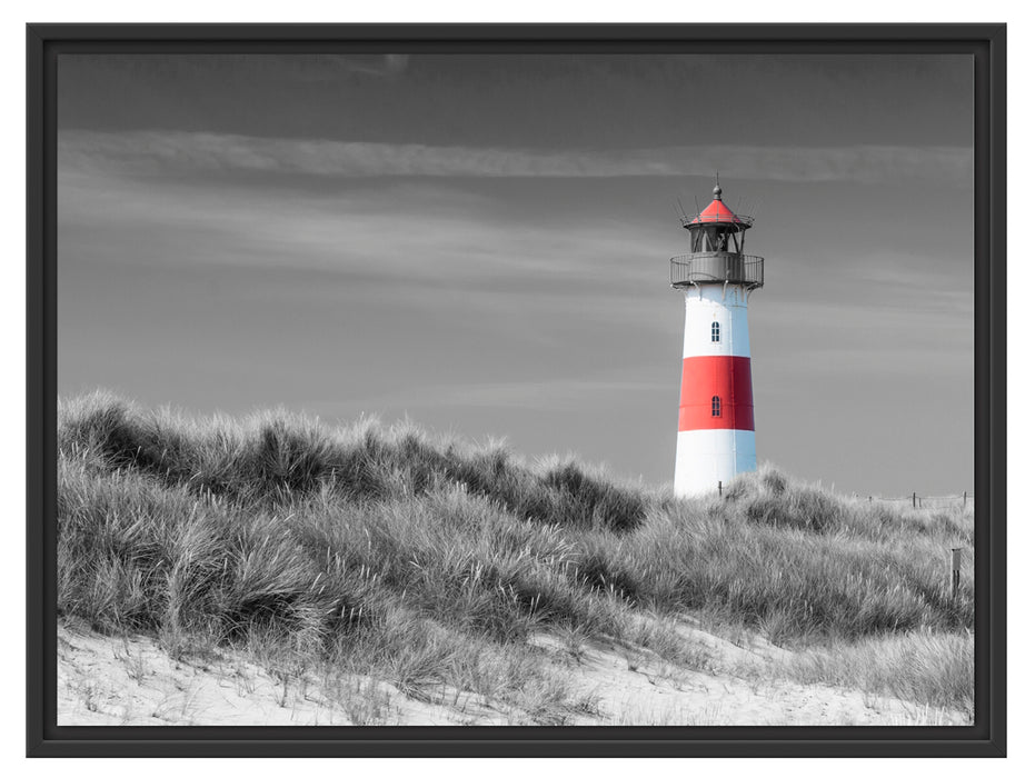 Leuchtturm in den Dünen Schattenfugenrahmen 80x60