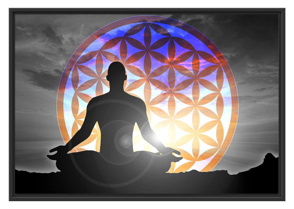 Pixxprint Blume des Lebens, im Schwebe-Effekt Bilderrahmen