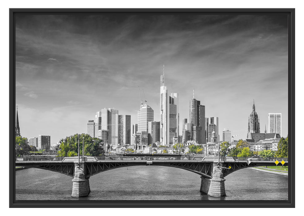 Pixxprint Skyline von Frankfurt am Main, im Schwebe-Effekt Bilderrahmen