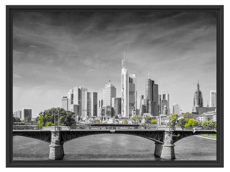 Skyline von Frankfurt am Main Schattenfugenrahmen 80x60