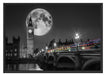 Big Ben mit Mond London Schattenfugenrahmen 100x70