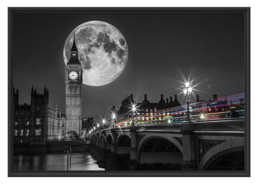 Big Ben mit Mond London Schattenfugenrahmen 100x70