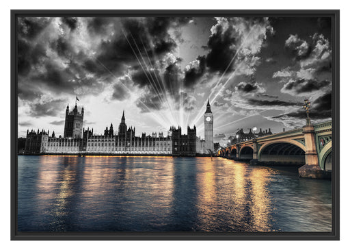 Westminster Abbey mit Big Ben Schattenfugenrahmen 100x70
