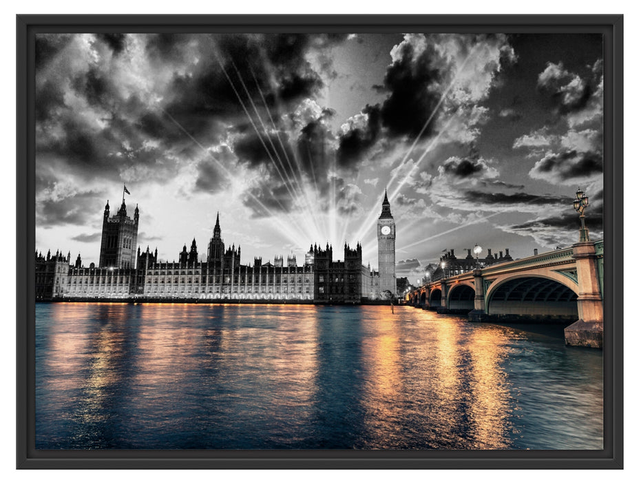 Westminster Abbey mit Big Ben Schattenfugenrahmen 80x60