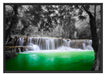 schöner Wasserfall im Dschungel Schattenfugenrahmen 100x70