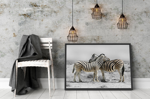 Zebras in der Savanne Schattenfugenrahmen Wohnzimmer