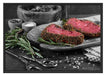 Saftiges Steak Zubereitung Schattenfugenrahmen 100x70