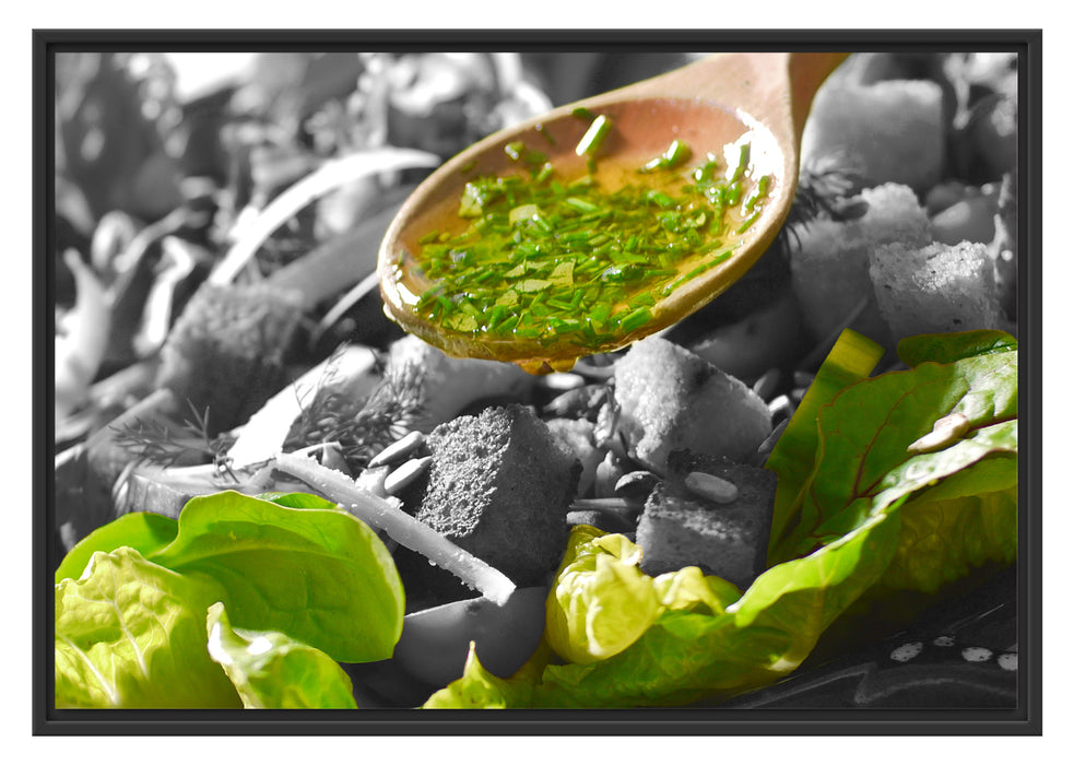 Pixxprint Knackiger Salat und Kräuter, im Schwebe-Effekt Bilderrahmen