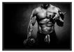 Trainierender Bodybuilder Schattenfugenrahmen 100x70