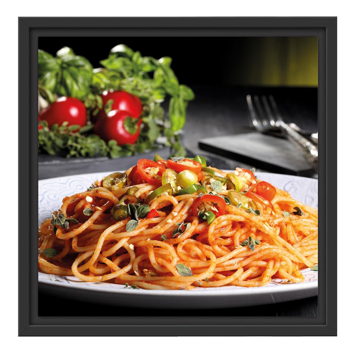 Leckere Spaghetti Italia Schattenfugenrahmen Quadratisch 40x40