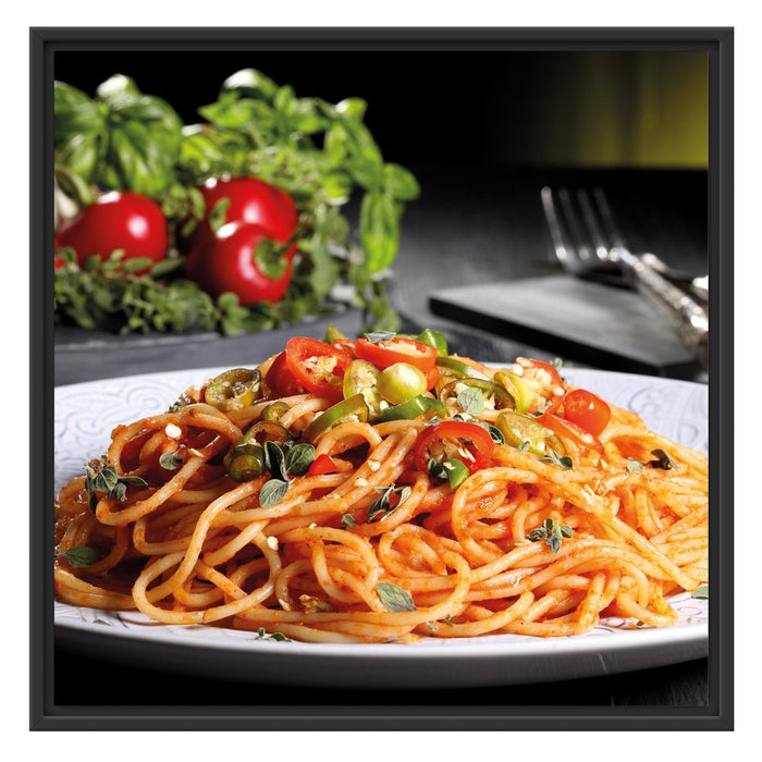 Leckere Spaghetti Italia Schattenfugenrahmen Quadratisch 70x70
