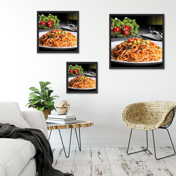 Leckere Spaghetti Italia Quadratisch Schattenfugenrahmen Wohnzimmer
