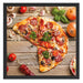 Pizza Italia auf Holztisch Schattenfugenrahmen Quadratisch 55x55