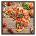 Pizza Italia auf Holztisch Schattenfugenrahmen Quadratisch 70x70
