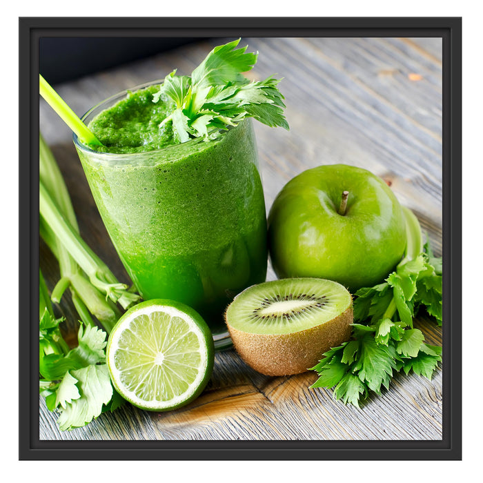 BIO Smoothie Apfel Limette Kiwi Schattenfugenrahmen Quadratisch 55x55