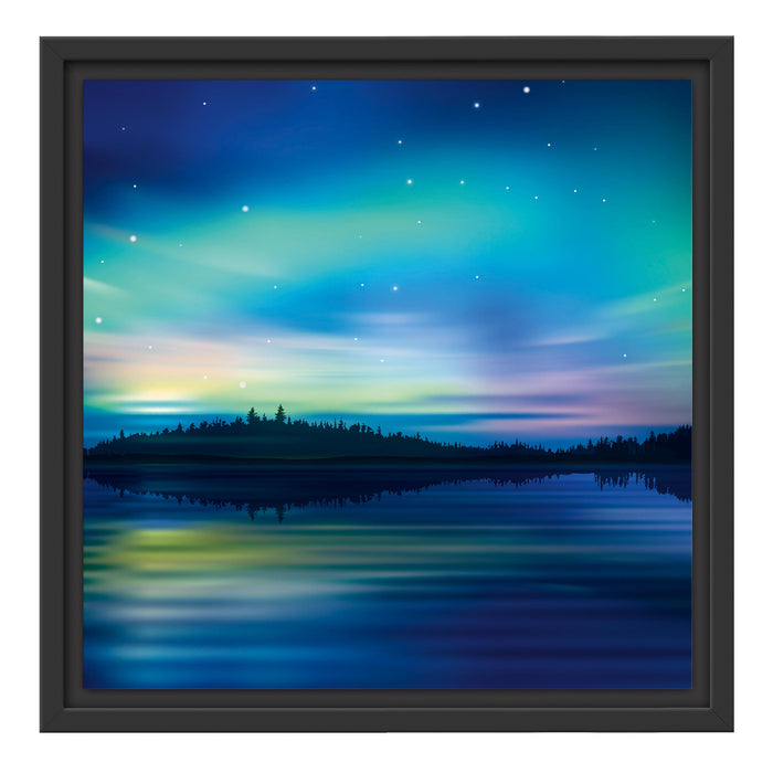 Finnische Polarlichter Schattenfugenrahmen Quadratisch 40x40