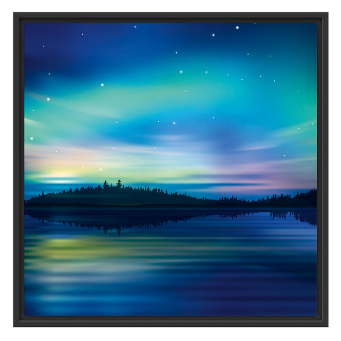 Finnische Polarlichter Schattenfugenrahmen Quadratisch 70x70