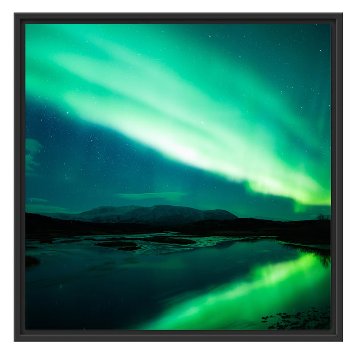 Polarlichter in Skandinavien Schattenfugenrahmen Quadratisch 70x70