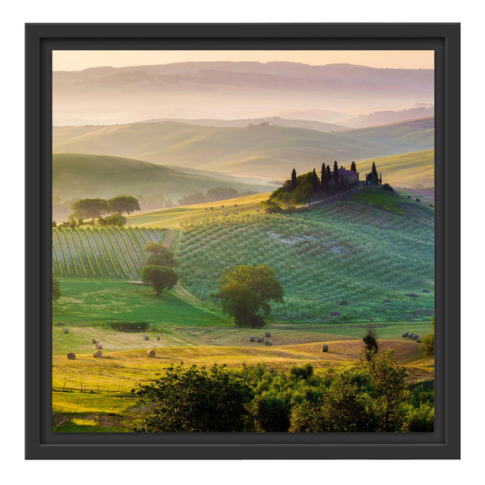 Toskana Landschaft Schattenfugenrahmen Quadratisch 40x40