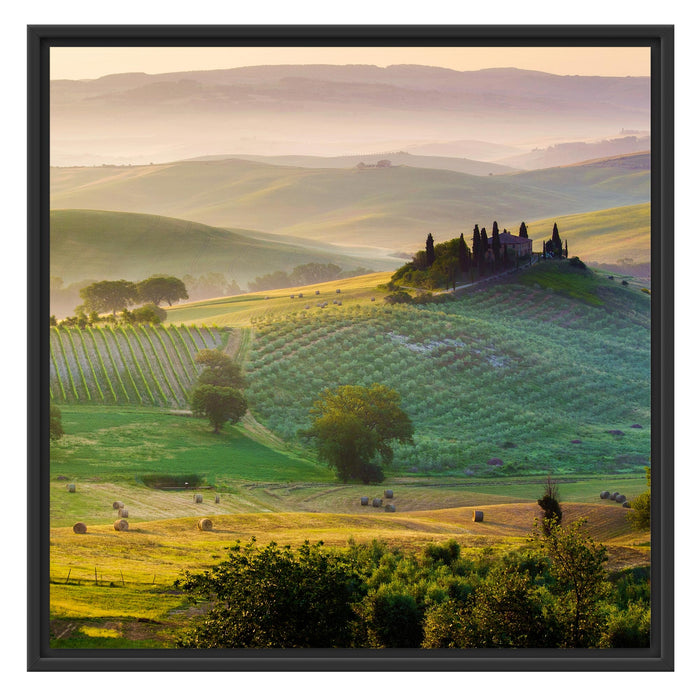 Toskana Landschaft Schattenfugenrahmen Quadratisch 70x70