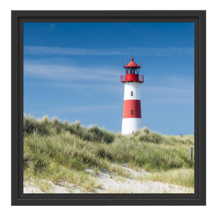 Leuchtturm hinter Dünen Schattenfugenrahmen Quadratisch 40x40