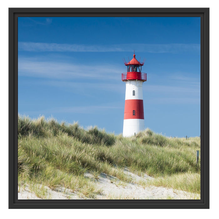 Leuchtturm hinter Dünen Schattenfugenrahmen Quadratisch 55x55