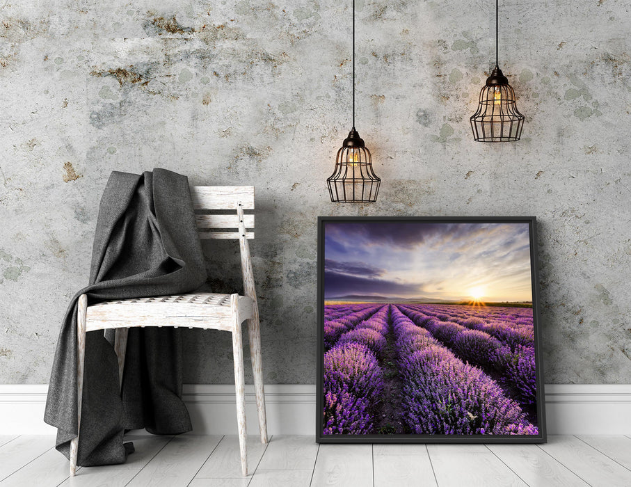 Lavendel Provence Landschaft Quadratisch Schattenfugenrahmen Dekovorschlag