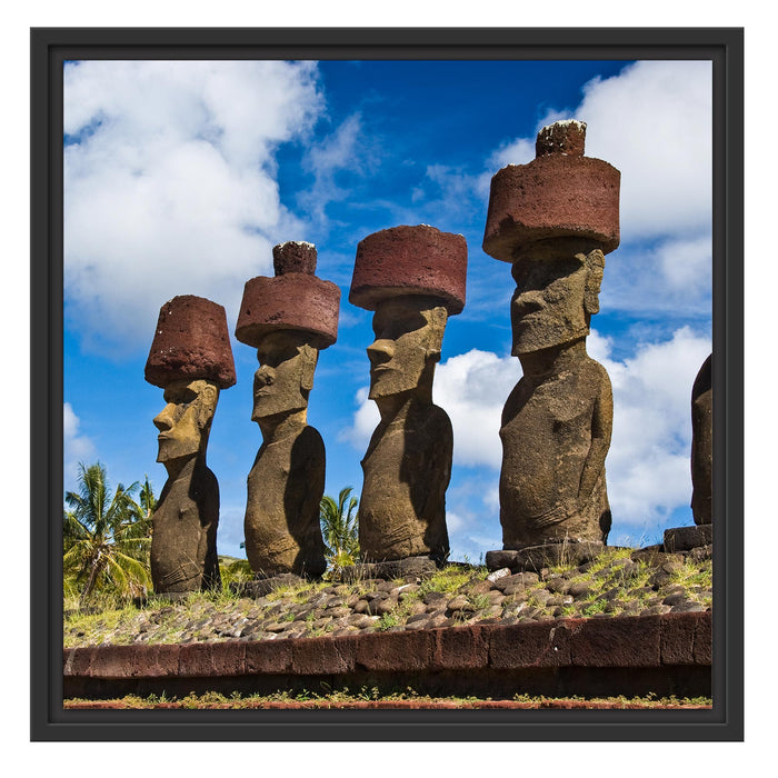 Moai Statuen Osterinseln Schattenfugenrahmen Quadratisch 55x55