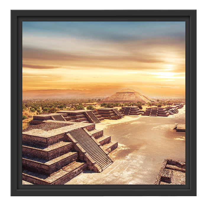 Maya Tempel Mexico Schattenfugenrahmen Quadratisch 40x40