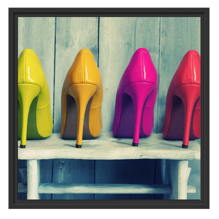 Bunte High Heels Schattenfugenrahmen Quadratisch 55x55