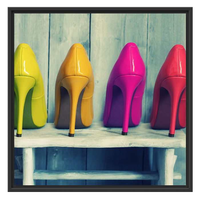 Bunte High Heels Schattenfugenrahmen Quadratisch 70x70