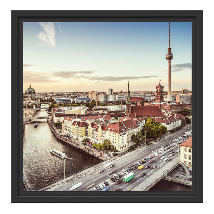 Skyline von Berlin Schattenfugenrahmen Quadratisch 40x40