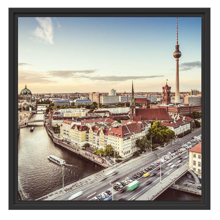 Skyline von Berlin Schattenfugenrahmen Quadratisch 55x55