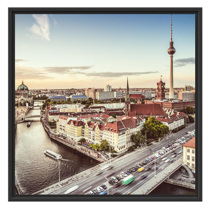 Skyline von Berlin Schattenfugenrahmen Quadratisch 70x70