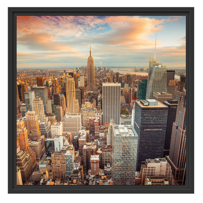 Skyline von New York Schattenfugenrahmen Quadratisch 55x55