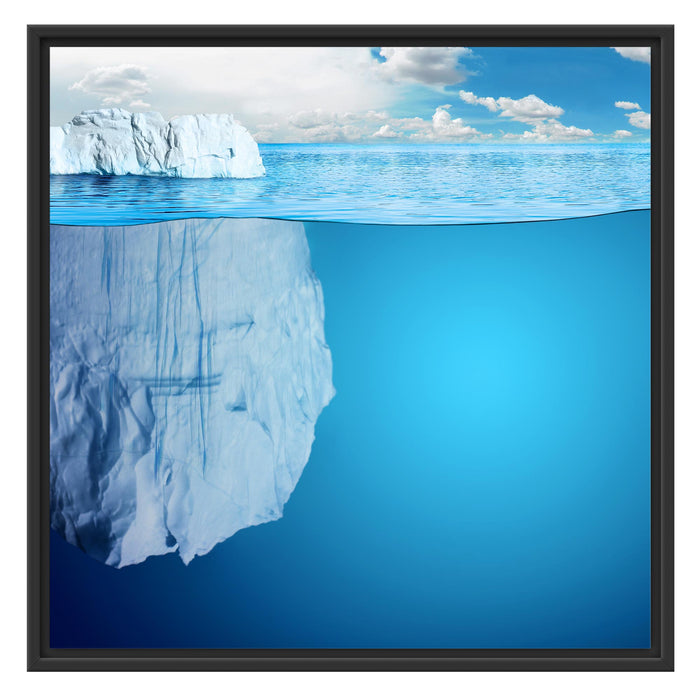 Riesiger Eisberg unter Wasser Schattenfugenrahmen Quadratisch 70x70