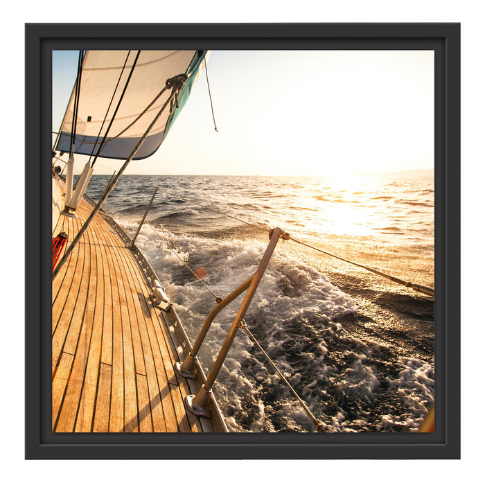 Segelboot im Meer Schattenfugenrahmen Quadratisch 40x40