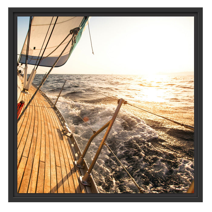 Segelboot im Meer Schattenfugenrahmen Quadratisch 55x55