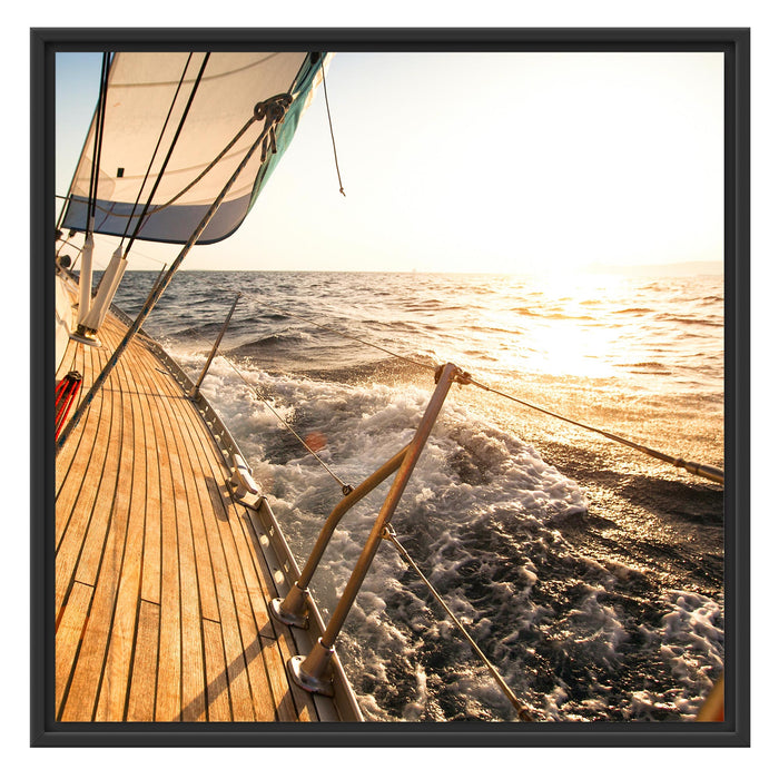 Segelboot im Meer Schattenfugenrahmen Quadratisch 70x70