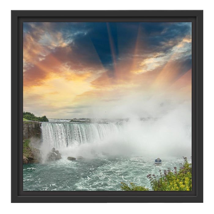 Niagarafälle bei Sonnenuntergang Schattenfugenrahmen Quadratisch 40x40