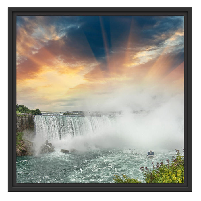 Niagarafälle bei Sonnenuntergang Schattenfugenrahmen Quadratisch 55x55