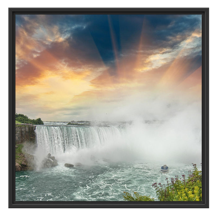 Niagarafälle bei Sonnenuntergang Schattenfugenrahmen Quadratisch 70x70