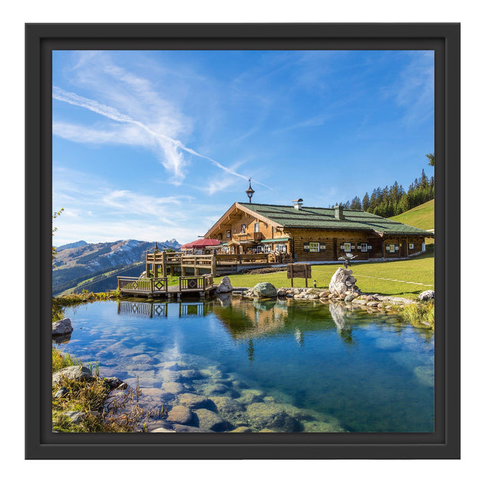 Schönes Haus in den Alpen Schattenfugenrahmen Quadratisch 40x40