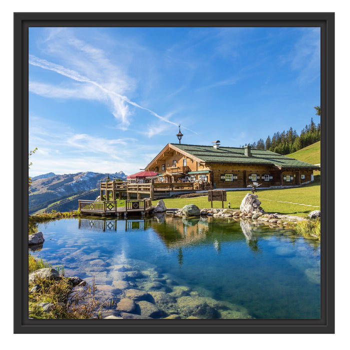 Schönes Haus in den Alpen Schattenfugenrahmen Quadratisch 55x55
