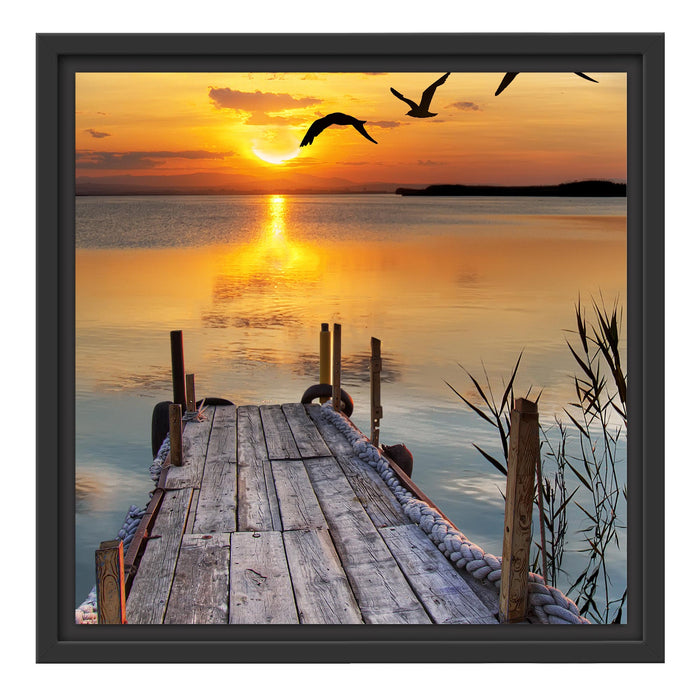 Steg bei Sonnenuntergang Schattenfugenrahmen Quadratisch 40x40