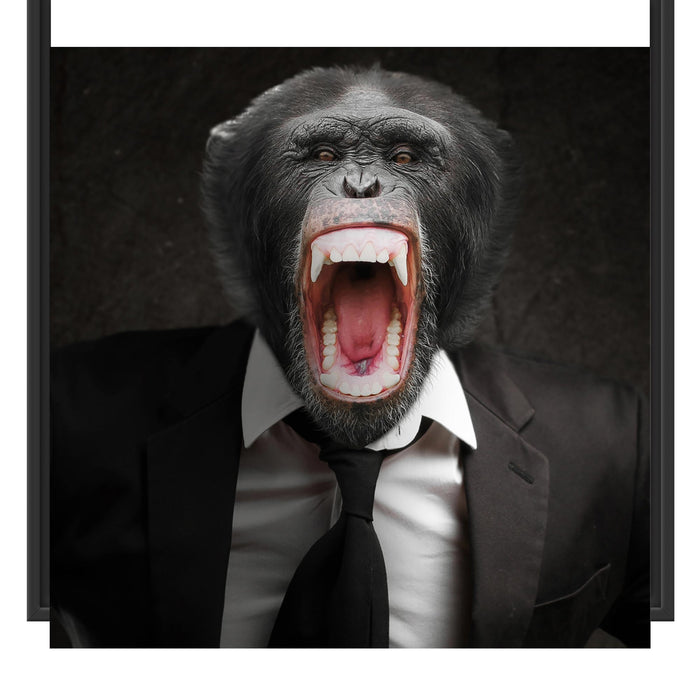 Wütender Affe im Anzug Schattenfugenrahmen Quadratisch 70x70
