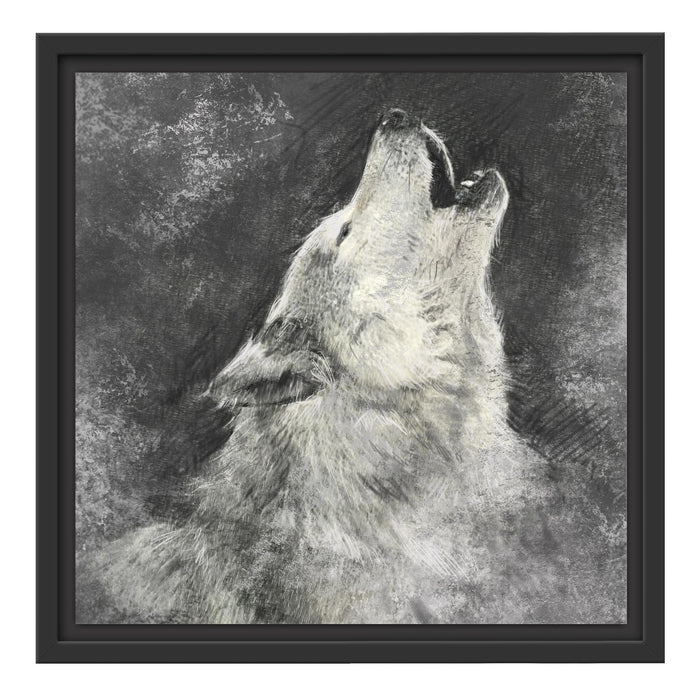 Heulender Wolf Kunst Schattenfugenrahmen Quadratisch 40x40