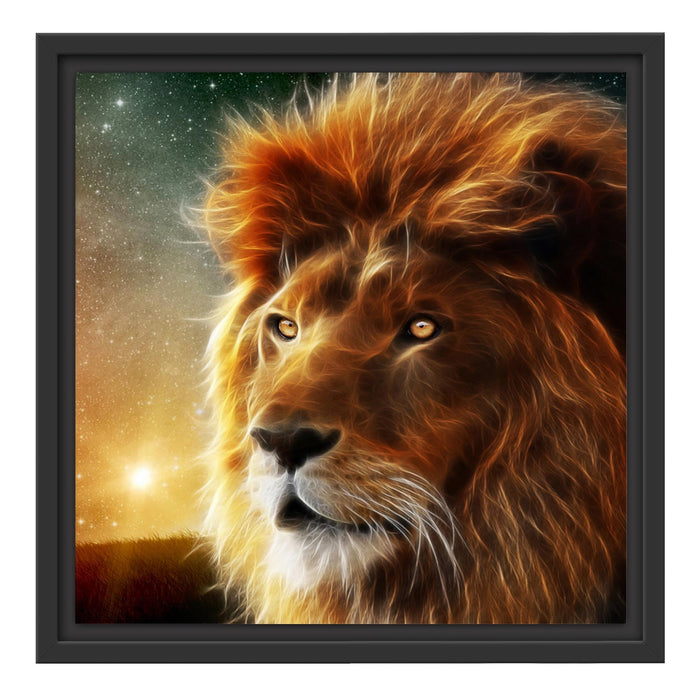 Löwe Abstrakt Art Schattenfugenrahmen Quadratisch 40x40
