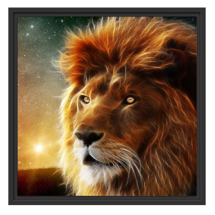 Löwe Abstrakt Art Schattenfugenrahmen Quadratisch 55x55