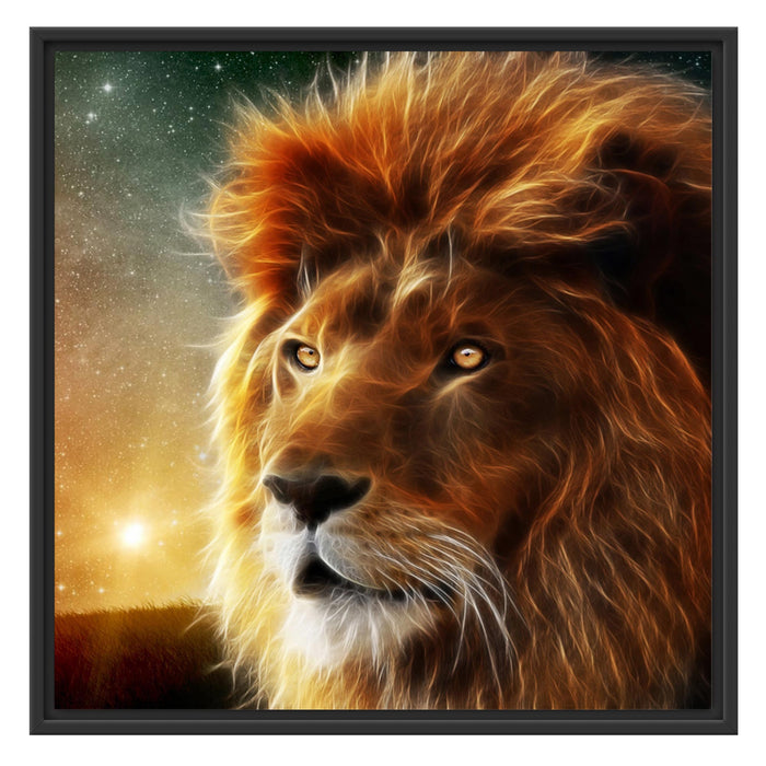 Löwe Abstrakt Art Schattenfugenrahmen Quadratisch 70x70